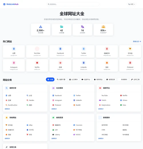 多语言版网址导航静态页面模板