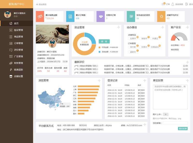 商家后台管理设计模板psd下载