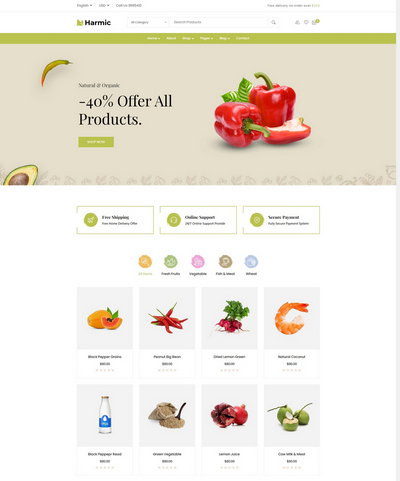 健康有机蔬菜水果html5网站模板