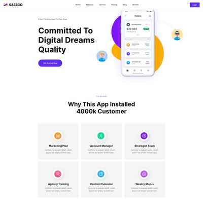 saas系统app软件宣传推广软件公司单页html模板