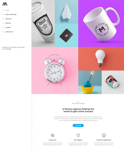 创意侧栏品牌作品设计工作室通用网页模板