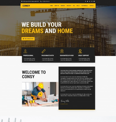 大气建筑工程施工服务集团公司html5模板