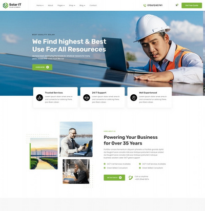 HTML5风能太阳能新能源施工公司网站模板