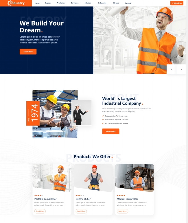 HTML5现代工业施工服务公司静态页模板