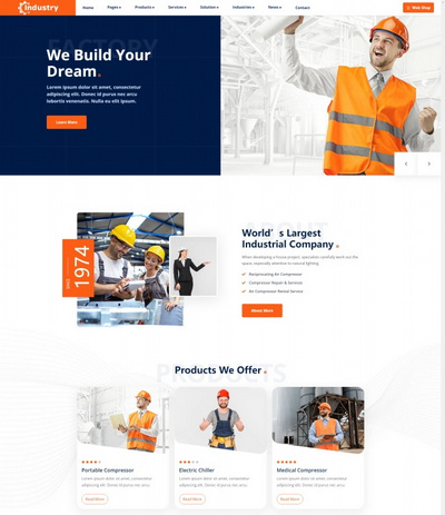 HTML5现代工业施工服务公司静态页模板