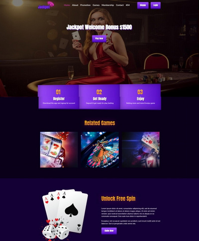 桌牌游戏娱乐公司html5网页模板
