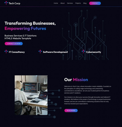 IT技术解决方案专业服务公司html5模板