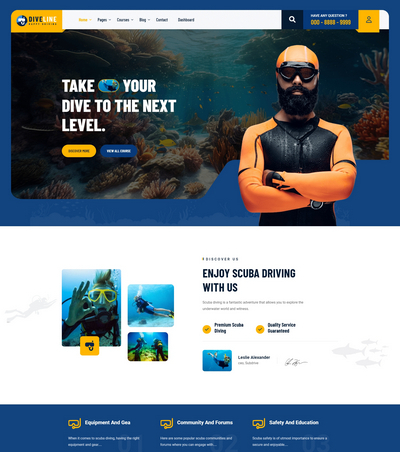 html5潜水培训俱乐部机构网站模板