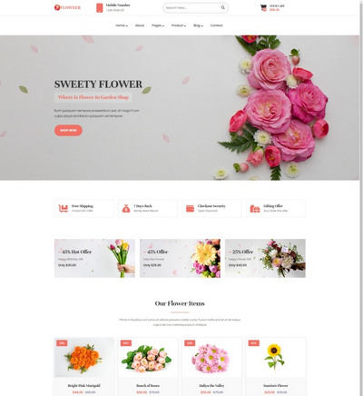 花店在线商城html5网站模板